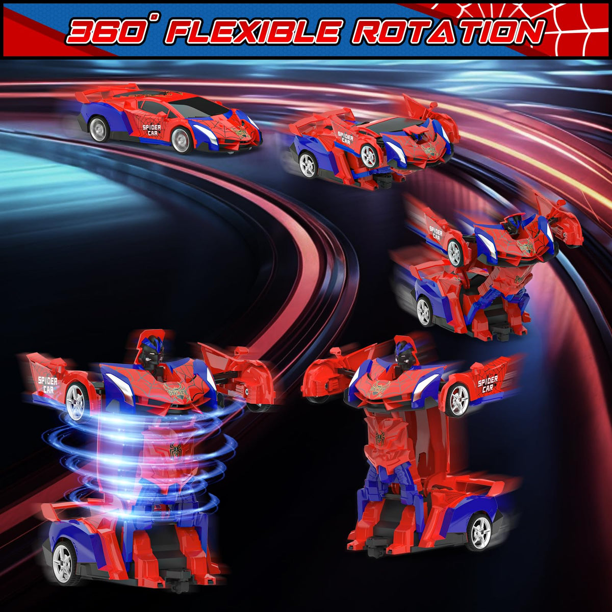 BLUEJAY Transform RC Cars for Boys 3-12, 2.4Ghz Remote Control Car | 1:18 Scale Transforming Robot, One-Button Deformation 360° Rotation Car Toy Gifts for Boys