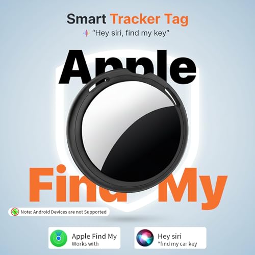 4 Pack Tracker Tags Item Finder for Apple Find My MFi Certified iOS Only | Waterproof Bluetooth Key Finder with Replaceable Battery Worldwide Tracking for Keys Wallets Bags Luggage Pets Dogs Cats