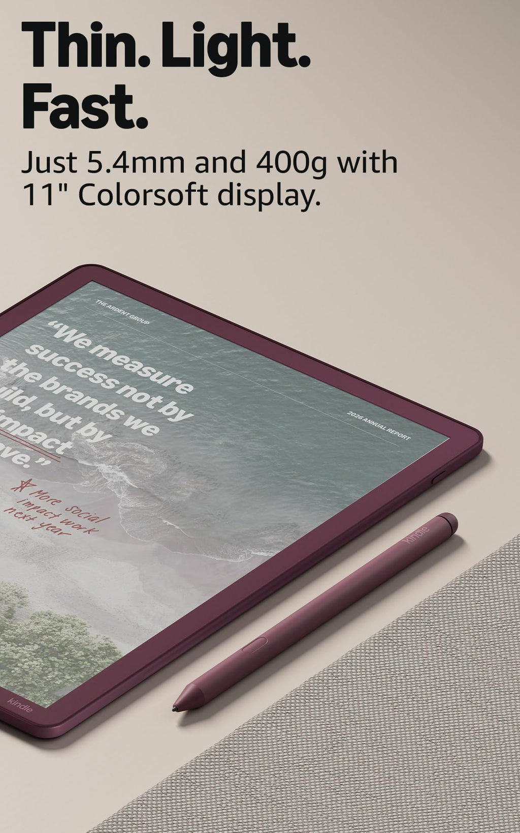 Amazon Kindle Scribe Colorsoft 64GB (newest model) — 11” paper-like color display — Write in notebooks, docs, and books. Read in any light. Pen included - Graphite