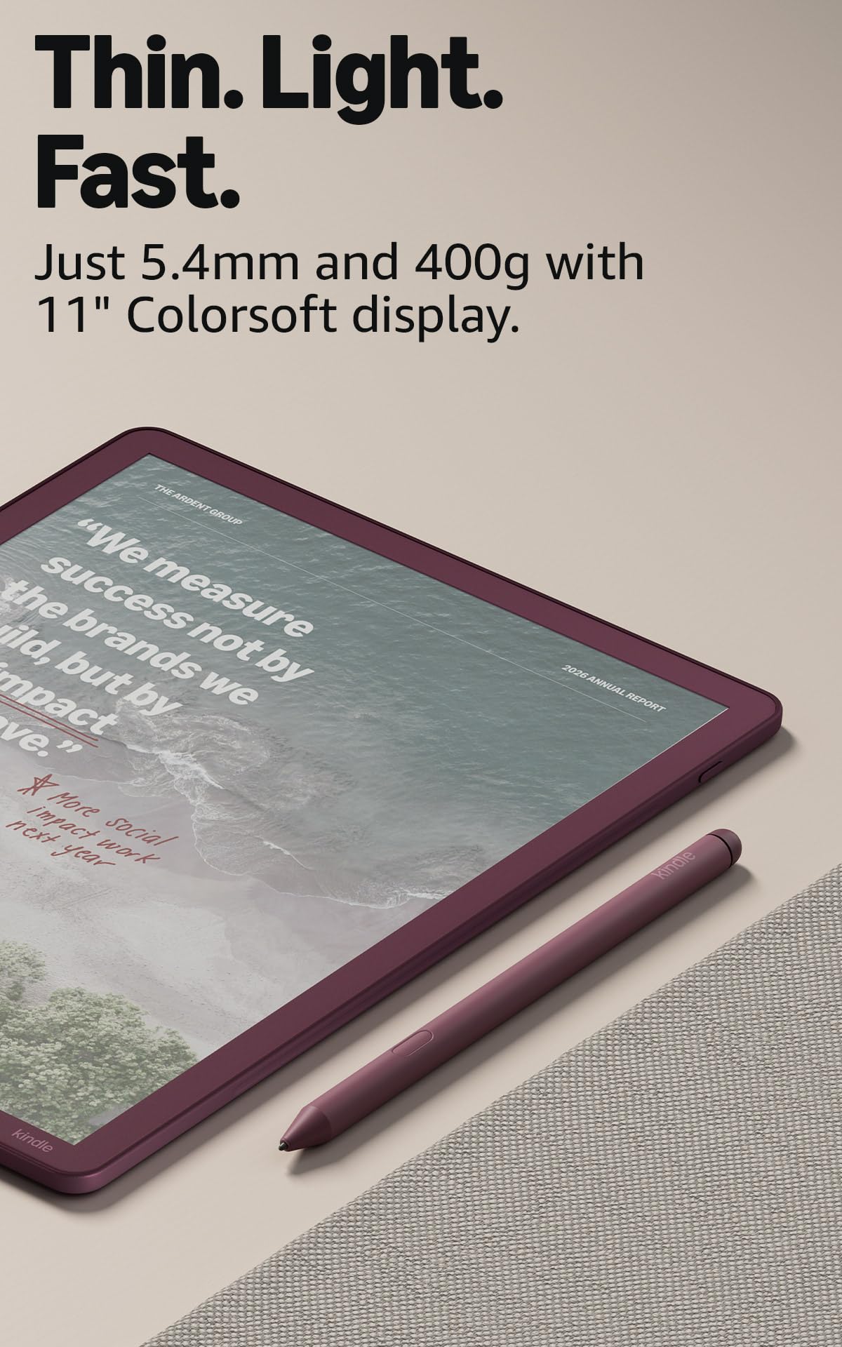 Amazon Kindle Scribe Colorsoft 64GB (newest model) — 11” paper-like color display — Write in notebooks, docs, and books. Read in any light. Pen included - Graphite