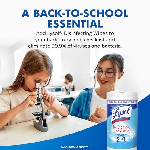 Lysol Disinfecting Wipes, Multi-Surface Cleaner, Crisp Linen, 80 ct. | All Purpose Cleaner, Sanitizing, Deodorizing, Apartment Essentials, Back To School Cleaning Supplies, Kitchen & Bathroom Wipe