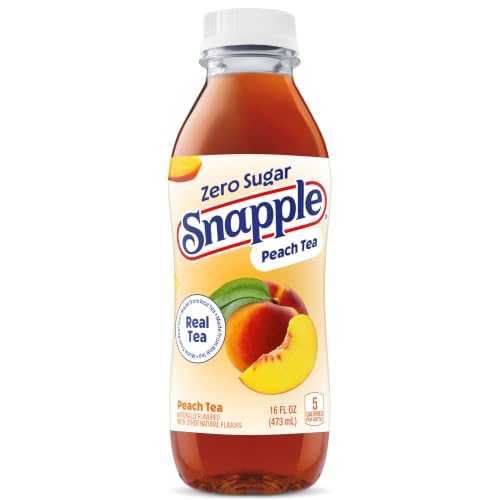 Snapple Zero Sugar Peach Tea, 16 fl oz recycled plastic bottle (Pack of 12)