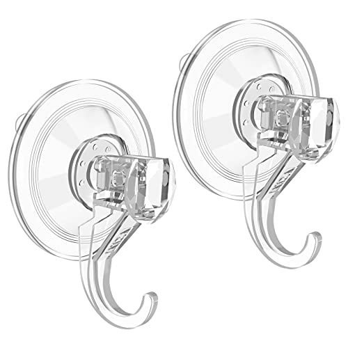 VIS'V Suction Wreath Hanger, Heavy Duty, 22 LB, Large, Clear, 2 Pcs | Removable and Reusable, Clear Invisible Design, Locking Suction Technology, Dual Vacuum Suction, Fit for Smooth Flat Surfaces