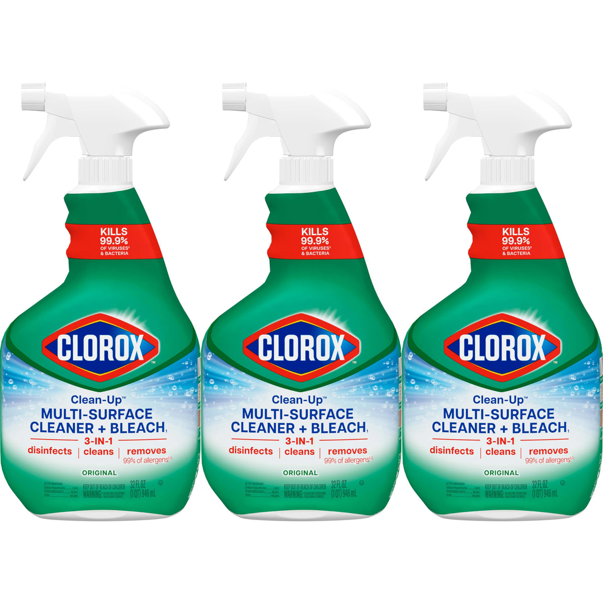Clorox Clean-Up Multi-Surface Cleaner with Bleach, 32 fl. oz., Pack of 3