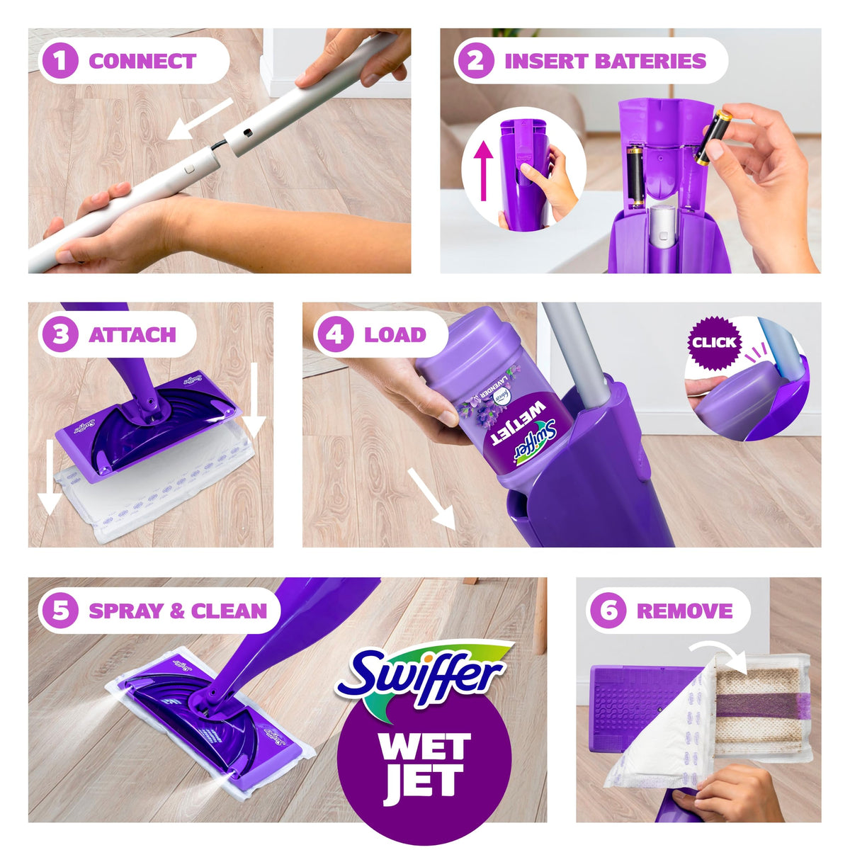 Swiffer WetJet Multi-Purpose Floor Cleaner Solution with Febreze Refill, Hardwood Floor Cleaner, Lavender Scent, 1.25 Liter -42.2 Fl Oz (Pack of 2)