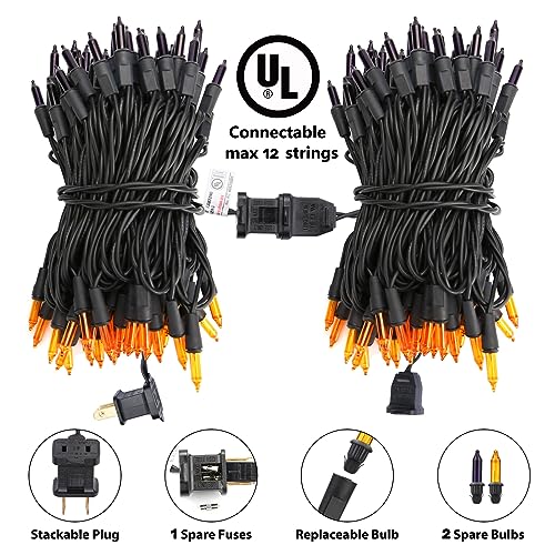 Orange & Purple Halloween Lights, 12.5ft 50 Count Incandescent String Light | UL Certified Connectable Mini Bulbs String Lights for Outdoor, Indoor, Garden, Porch, Party, Home, Halloween Decor