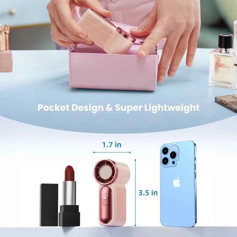 🥳2026 HOT SALE🥳💞50K+ SOLD!💨❄️ ! Turbo Handheld Fan – 8000 RPM, 5 speeds, LED display. 500mAh battery. Pocket‑sized power! 🌬️✨