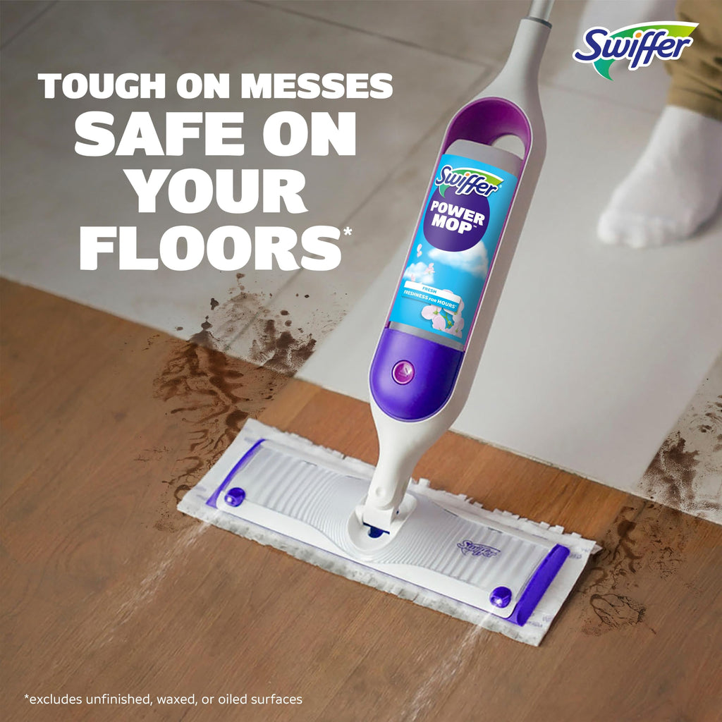Swiffer PowerMop Liquid Floor Cleaner Refills, Solution for Power Mop, Fresh Scent, 2 Count Mopping Fluid Replacement Bottle, Spray Mops Cleaning Juice, No Bucket Needed, Multi-Surface and Wood