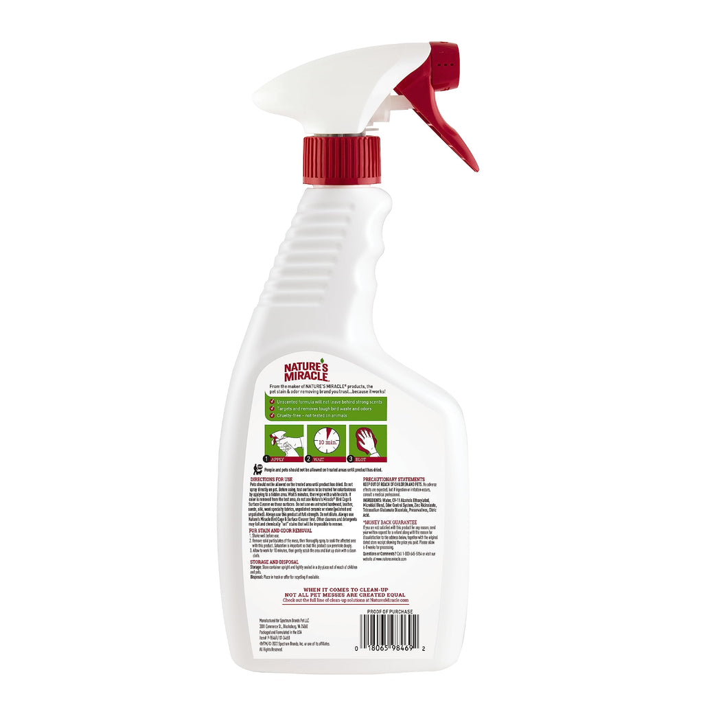 Nature's Miracle Bird Cage & Surface Cleaner, 24 oz | Bio-Enzymatic Formula Helps Break Down Tough Stains & Odors, Cleans & Deodorizes Cages & Accessories, Safe For Pets and Home*