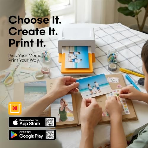 KODAK Dock Plus 4x6 Photo Printer, Smartphone Docking, 4PASS, 50 Sheets | Bluetooth, iPhone & Android Smartphone Compatible, Charge While Printing, Water, Fingerprint and Fade Resistant