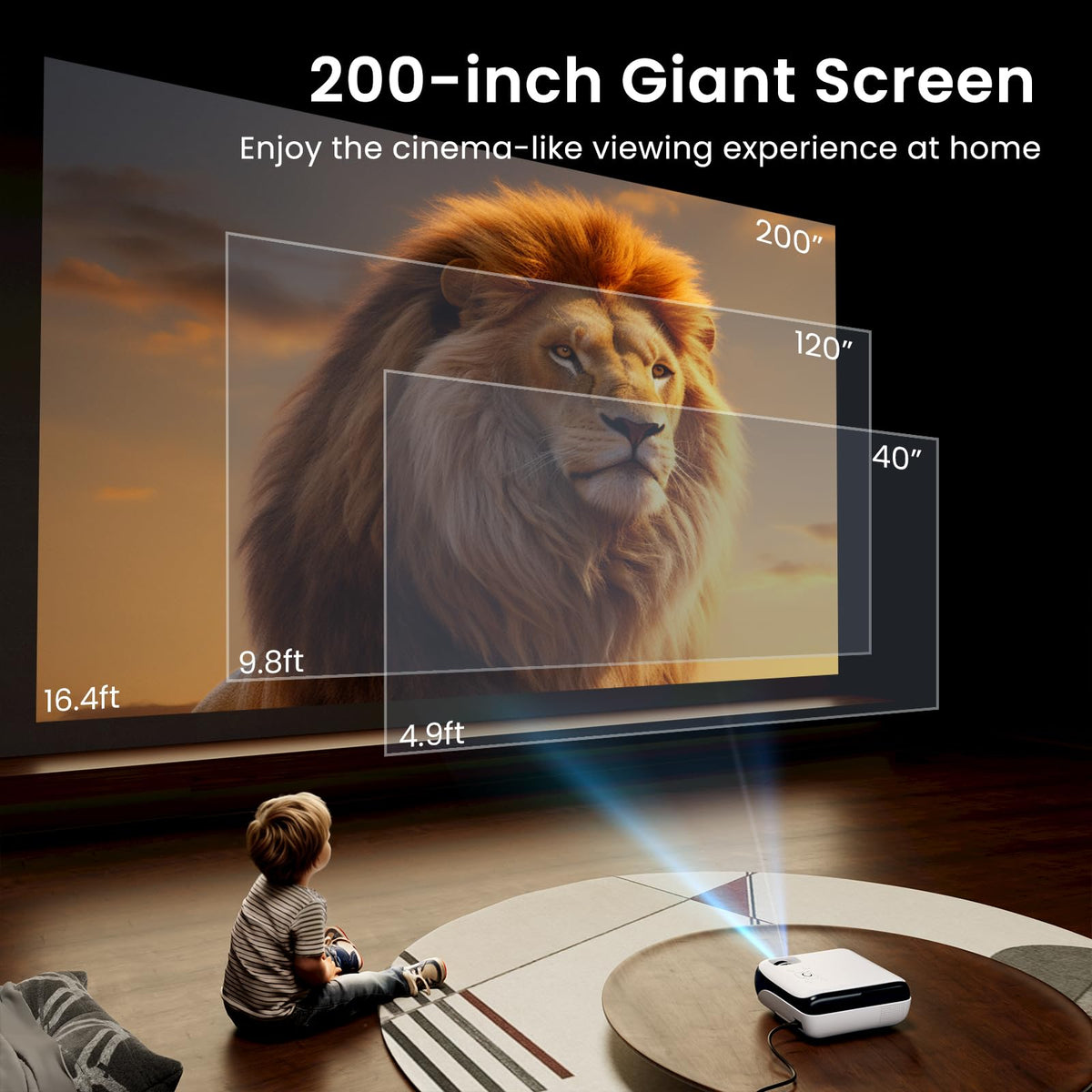 HAPPRUN Native 1080P Bluetooth Projector - Standard | Native 1080P • Mini & Portable • Easy Setup • Built-in Speaker • HDMI for PC, Laptop & PS5