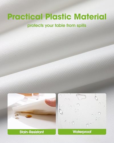 Pureegg Plastic Table Cloth Disposable 54x108 Inch 10 Pack, White | Picnic, Wedding, Party Supplies, Leakproof & Sturdy, Tablecloth, Table Cover