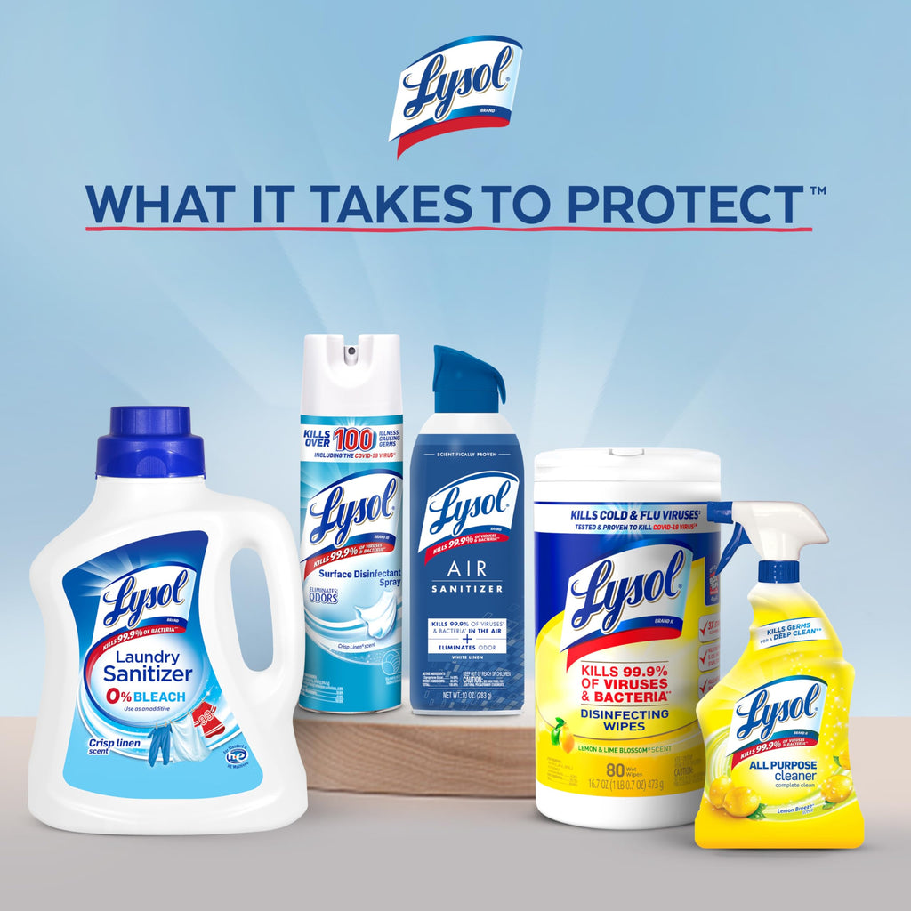 Lysol Disinfecting Wipes, Cleaner, Lemon + Mango + Linen, 80 ct. (4 Pack) | All Purpose Cleaner, Sanitizing, Deodorizing, Apartment Essentials, Back To School Cleaning Supplies, Kitchen & Bathroom Wipe