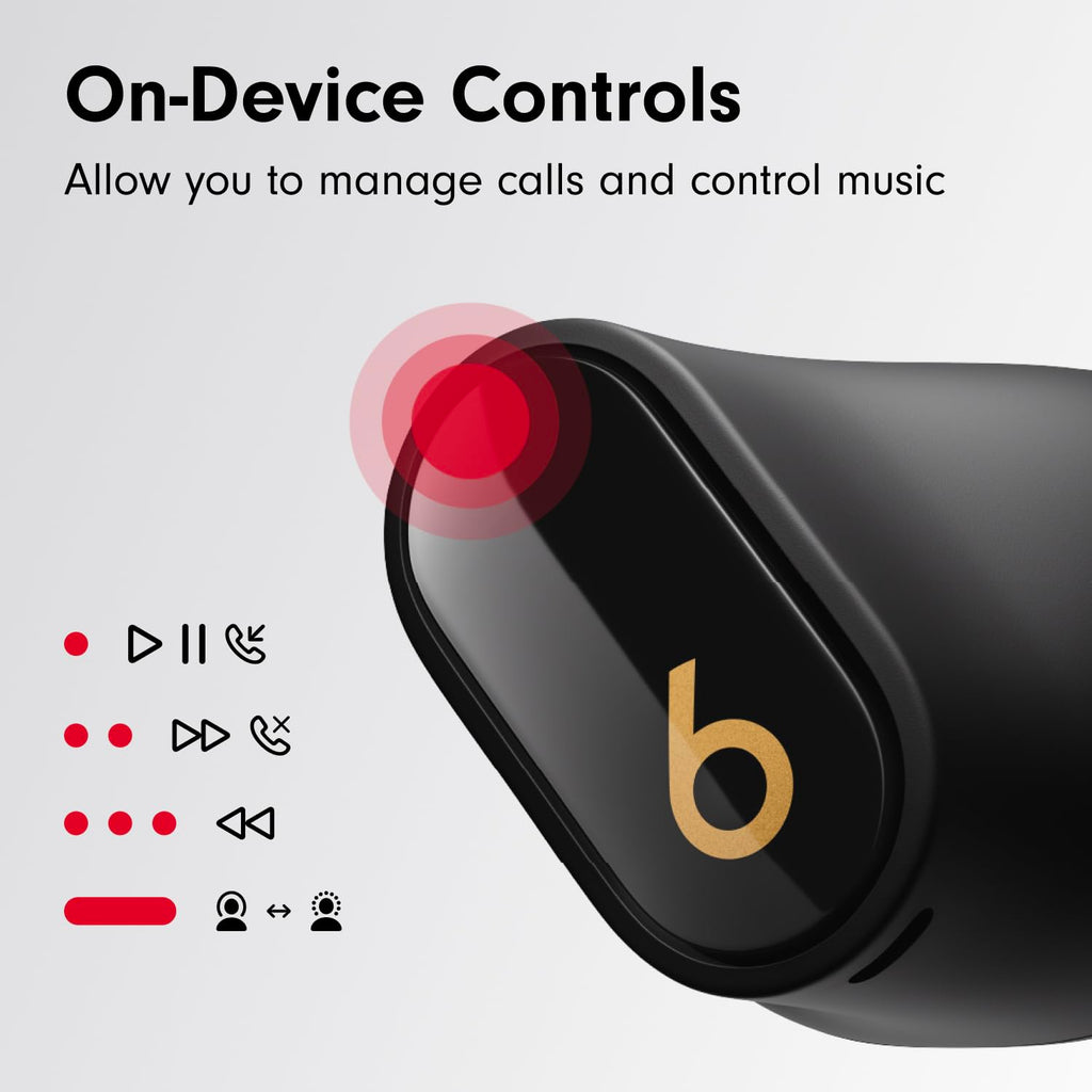 Beats Studio Buds + | True Wireless Noise Cancelling Earbuds, Enhanced Apple & Android Compatibility, Built-in Microphone, Sweat Resistant Bluetooth Headphones, Spatial Audio - Black/Gold
