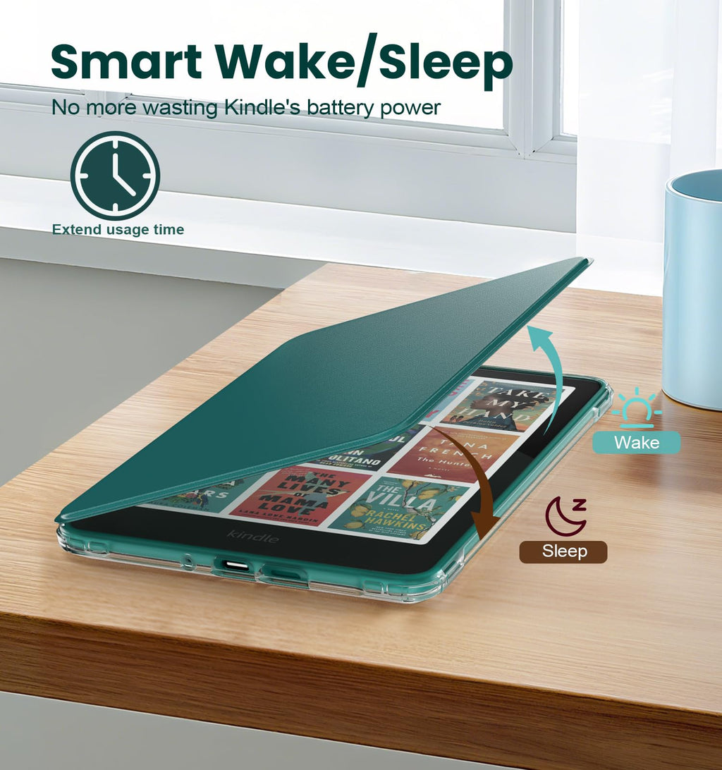 MoKo Magnetic Case for 7" Kindle Paperwhite 12th Gen& Colorsoft,Jade Green | Detachable,Ultra Clear Back, Scratch-Proof, Light Shell Cover, Auto Wake/Sleep,for Kindle Paperwhite& Colorsof 2024/2025