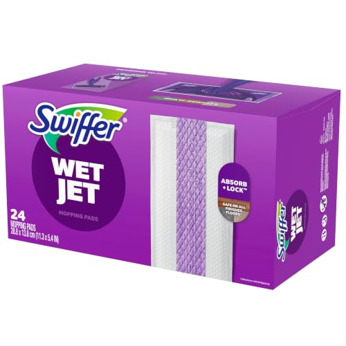 Swiffer WetJet Hardwood Floor Cleaner Spray Mop Pad Refill, Bathroom Cleaning Supplies, Hardwood Floor Cleaner, Multi Surface, 24 Count