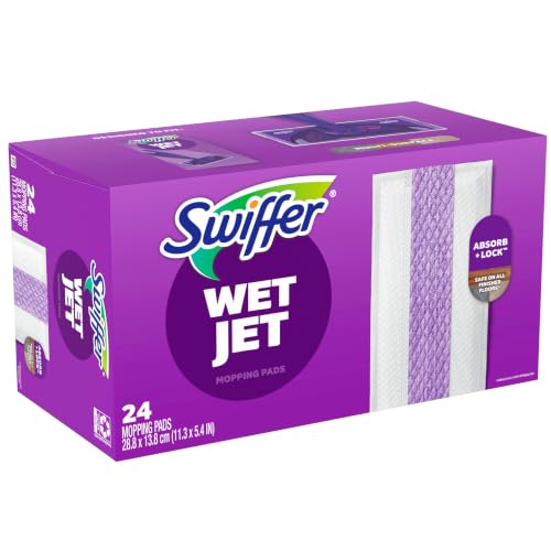 Swiffer WetJet Hardwood Floor Cleaner Spray Mop Pad Refill, Bathroom Cleaning Supplies, Hardwood Floor Cleaner, Multi Surface, 24 Count