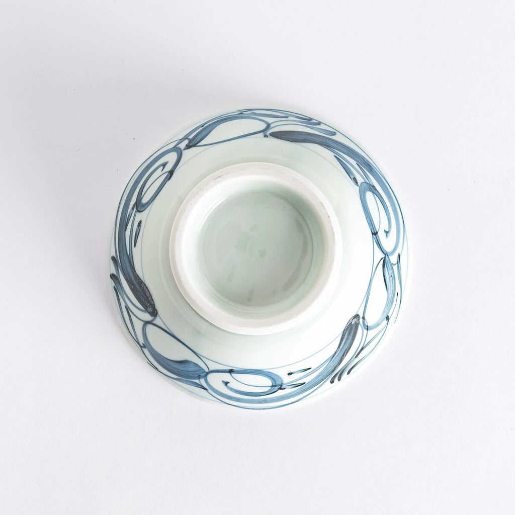 Blue Arabesque Tobe Style Donburi Bowl with Lid