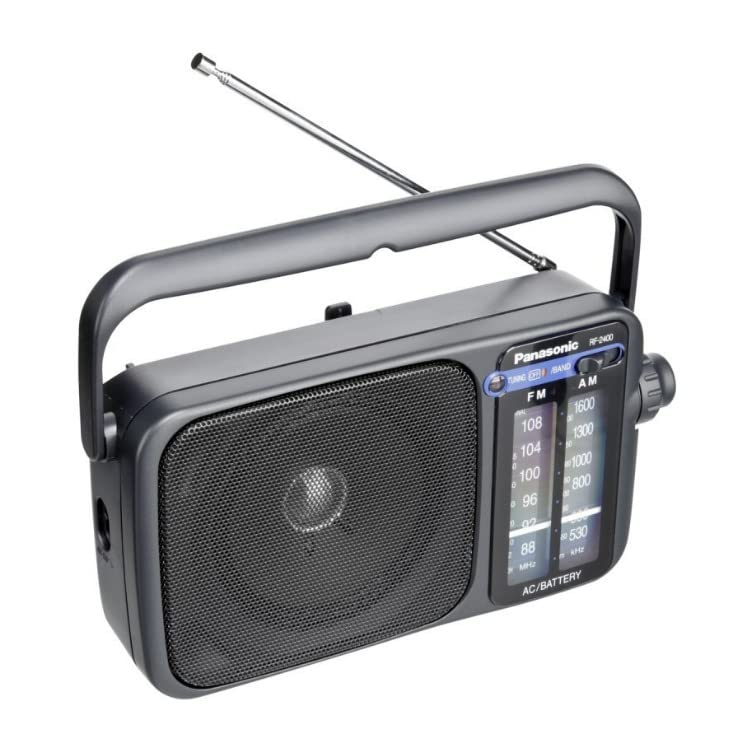 Panasonic Portable AM/FM Radio, Battery Operated Analog Radio, AC Powered, Silver (RF-2400D)