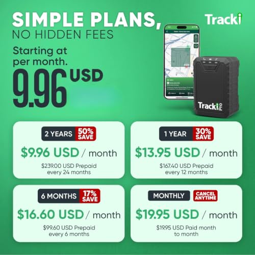 Tracki Pro GPS Tracker for Vehicles, 4G LTE, Long Battery Life | Magnetic, Assets & Car Real-Time Tracking, Subscription Required, Cancel Anytime, Hidden