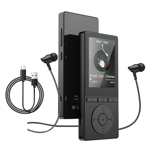 64GB MP3 Player with Bluetooth 5.3, Music Player with HiFi Sound for Sports Runners, 2.4" Screen MP3 Player Built in HD Speaker Voice Recorder FM Radio E-Book, Expanded Up to 128GB, Earphone Included