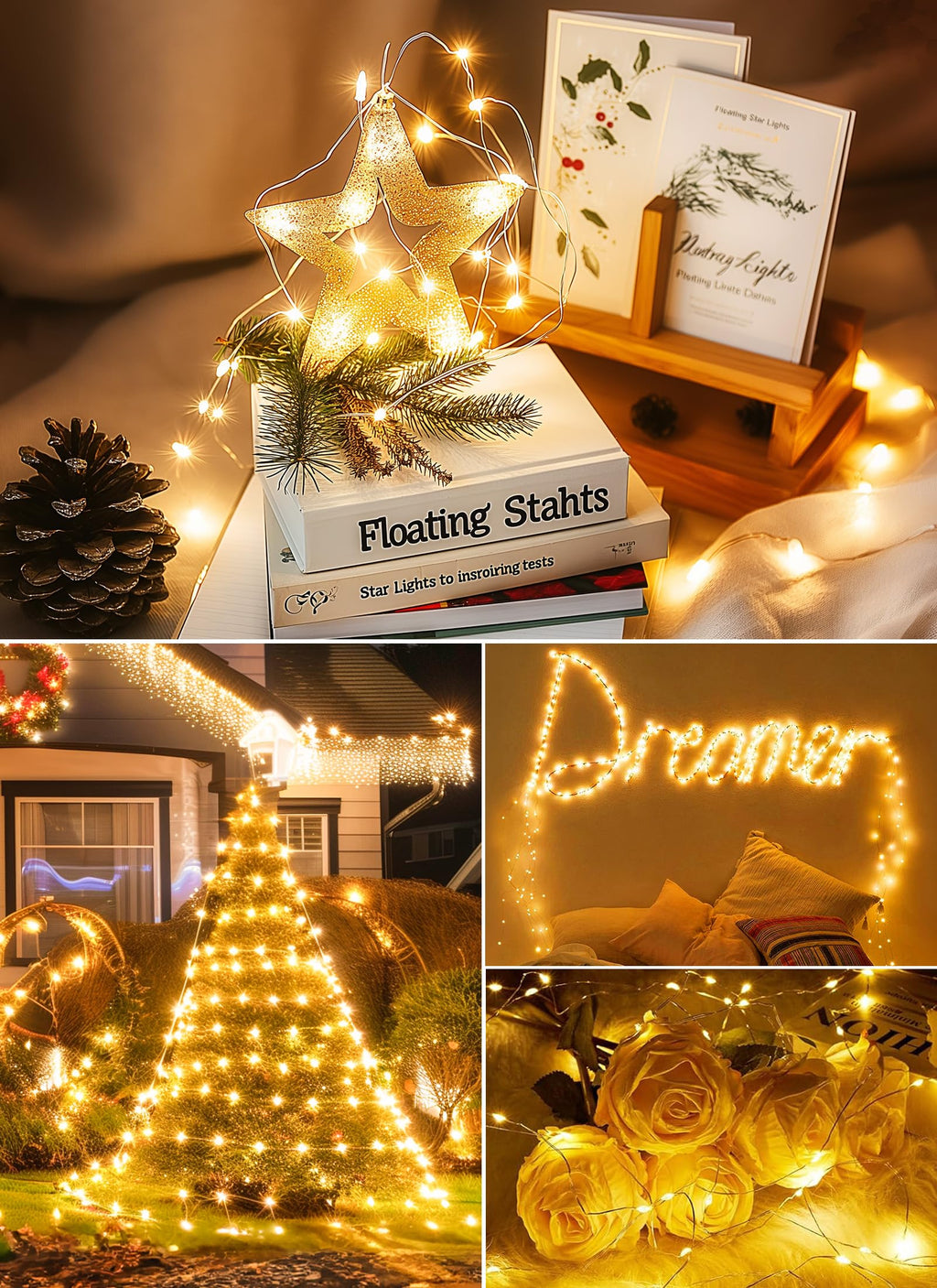 Minetom Twinkle Fairy Lights Plug in, 33ft 100 LEDs USB String Lights | with Remote and Timer, Waterproof 8 Modes for Bedroom Indoor Wreath DIY Wedding Holiday Christmas Decorations, Warm White