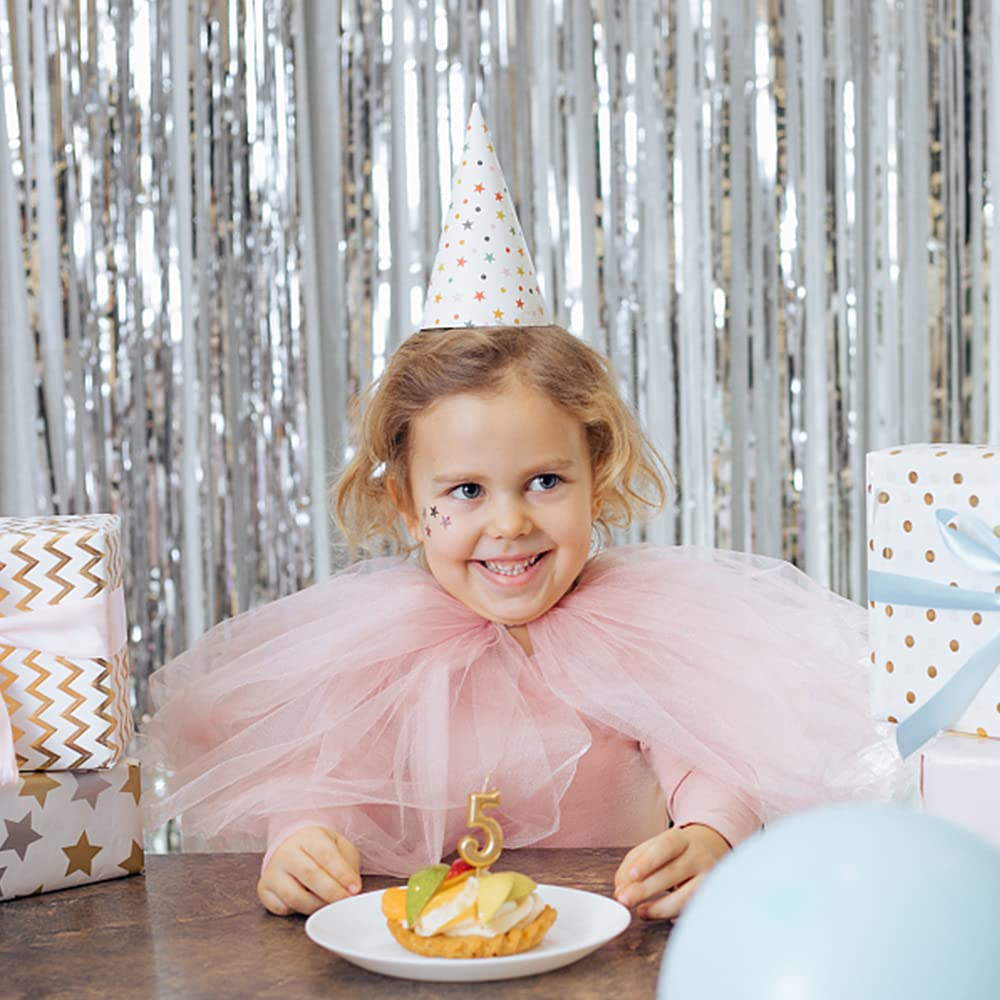 2 Pack Silver Foil Curtain Party Streamers Metallic Tinsel Foil Fringe Photo Booth Backdrop for Birthday Wedding Engagement Baby Shower Bachelorette Christmas Holiday Celebration Party Decorations