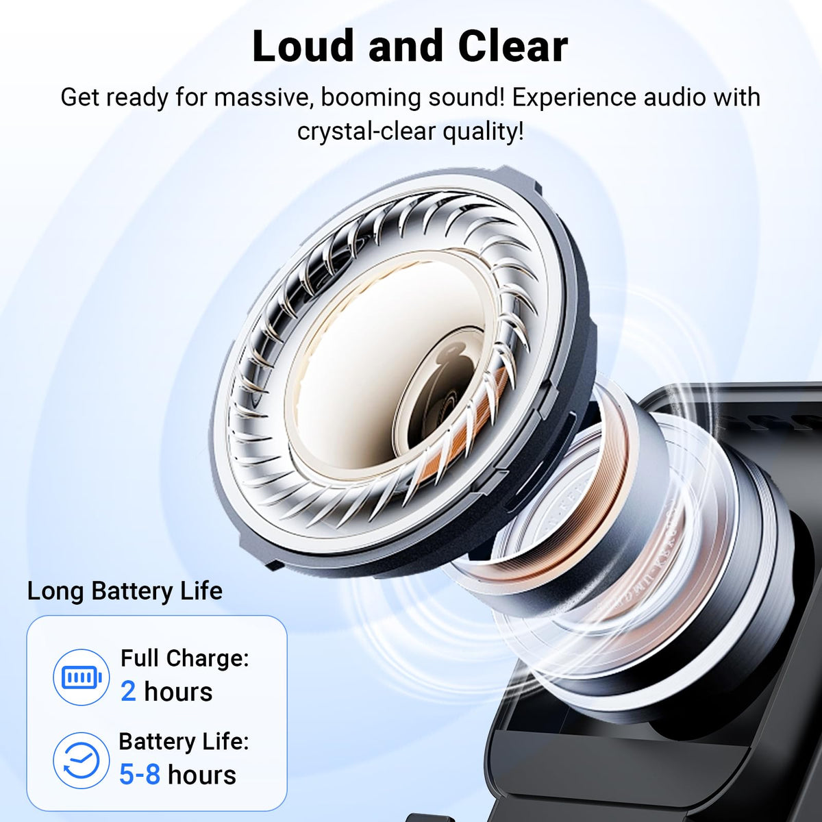 Induction Speaker with Phone Stand 5 in 1 Wireless Bluetooth Audio Black | Phone Speaker Amplifier for iPhone & Android with RGB Light and USB Wired Charging, Birthday Gift for Men Women Teens