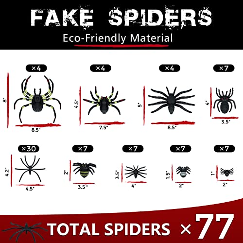 1000 sqft Spider Webs Halloween Decorations with 77 Fake Spiders | Super Stretch Cobwebs for Halloween Indoor and Outdoor Decor