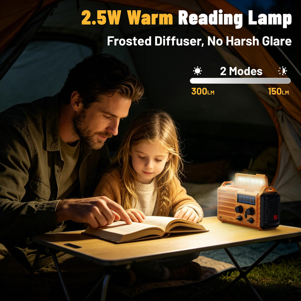 NOAA Weather Radio FM AM Shortwave, Emergency Radio 5000mAh Solar Crank | 5 Way Powered Portable Phone Charger with LED Flashlight, Reading Lamp, and SOS Alarm for Survival Kits