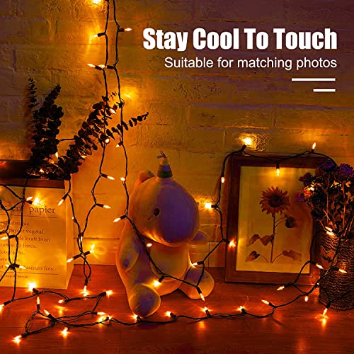 Orange LED Outdoor Halloween Lights, Halloween Decorations, 39 FT 100 LED Mini Lights with 8 Lighting Modes,Connectable String Light Plug in for Garden Patio Party Haunted House Ghost Holiday Decor