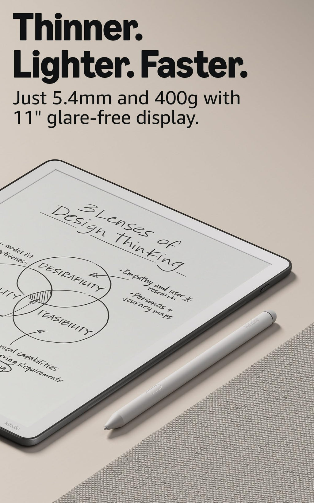 Amazon Kindle Scribe 32GB (newest model) — 11” display with front light, paper-like feel, and no distractions — Write in notebooks, docs, and books. Pen included - Graphite