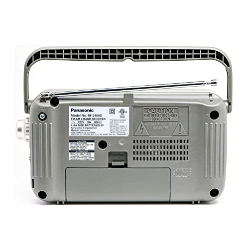 Panasonic Portable AM/FM Radio, Battery Operated Analog Radio, AC Powered, Silver (RF-2400D)