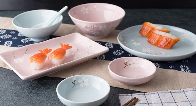 Bowls and Spoon Set - Japanese Cherry Blossom Dishware