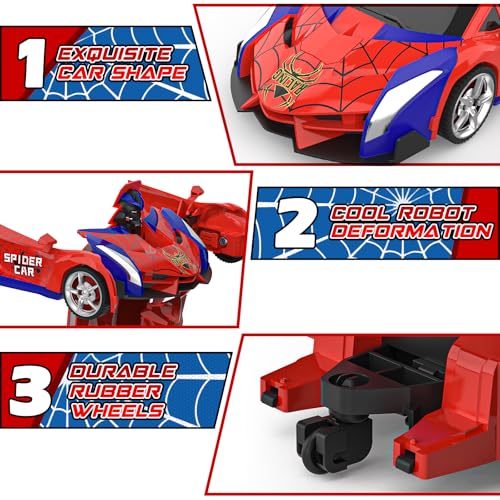 BLUEJAY Transform RC Cars for Boys 3-12, 2.4Ghz Remote Control Car | 1:18 Scale Transforming Robot, One-Button Deformation 360° Rotation Car Toy Gifts for Boys