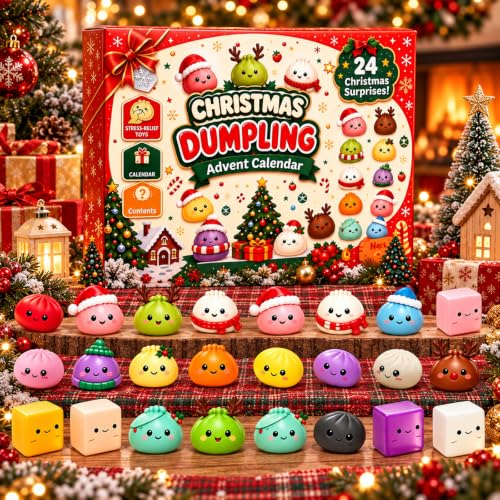 Squishy Advent Calendar 2026, 24-Day Christmas Gift with Mini Squishies (F) | Enjoy 24 days of Christmas surprises with soft mini squishies, festive characters, and a colorful gift box.