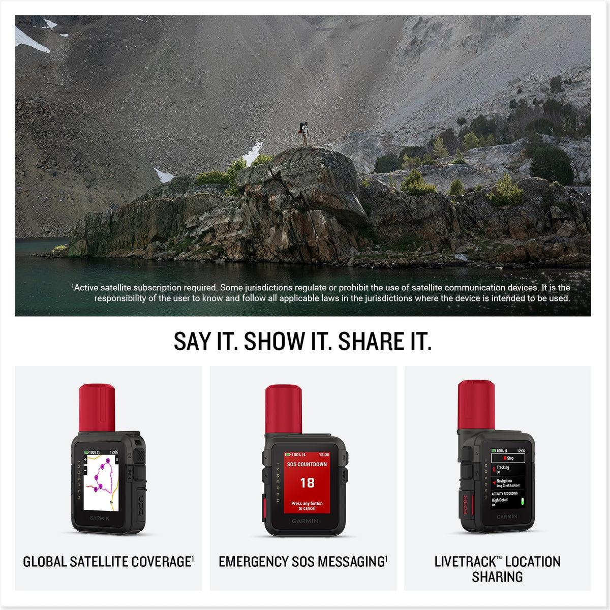 Garmin inReach® Mini 3 Plus, SOS Satellite Communicator | Photo, Voice & Text Messaging Beyond Cell Service, Global Coverage, Color Touchscreen Display, Active Subscription Required