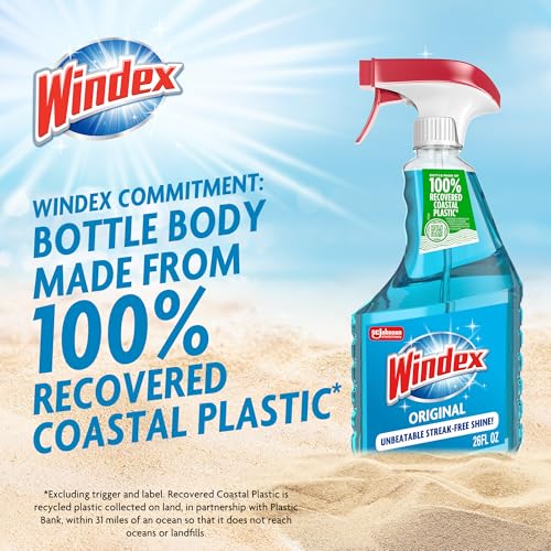 Windex Glass & Window Cleaner Spray Bottle, Original, 23 oz | Streak-Free Shine, Removes Dirt, Smudges & Fingerprints from Glass Tabletops, Windows, Mirrors, Shower Doors & More