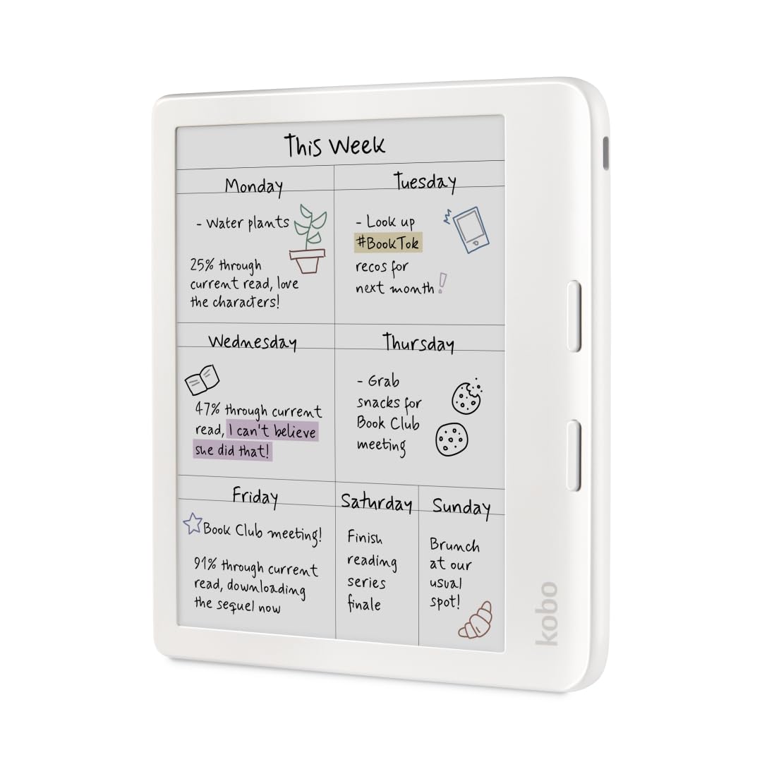 Kobo Libra Colour eReader, 7” Color E Ink, Waterproof, White | 7” Color E Ink Kaleido 3, Dark Mode, Waterproof, eBooks, Audiobooks, Recycled Materials