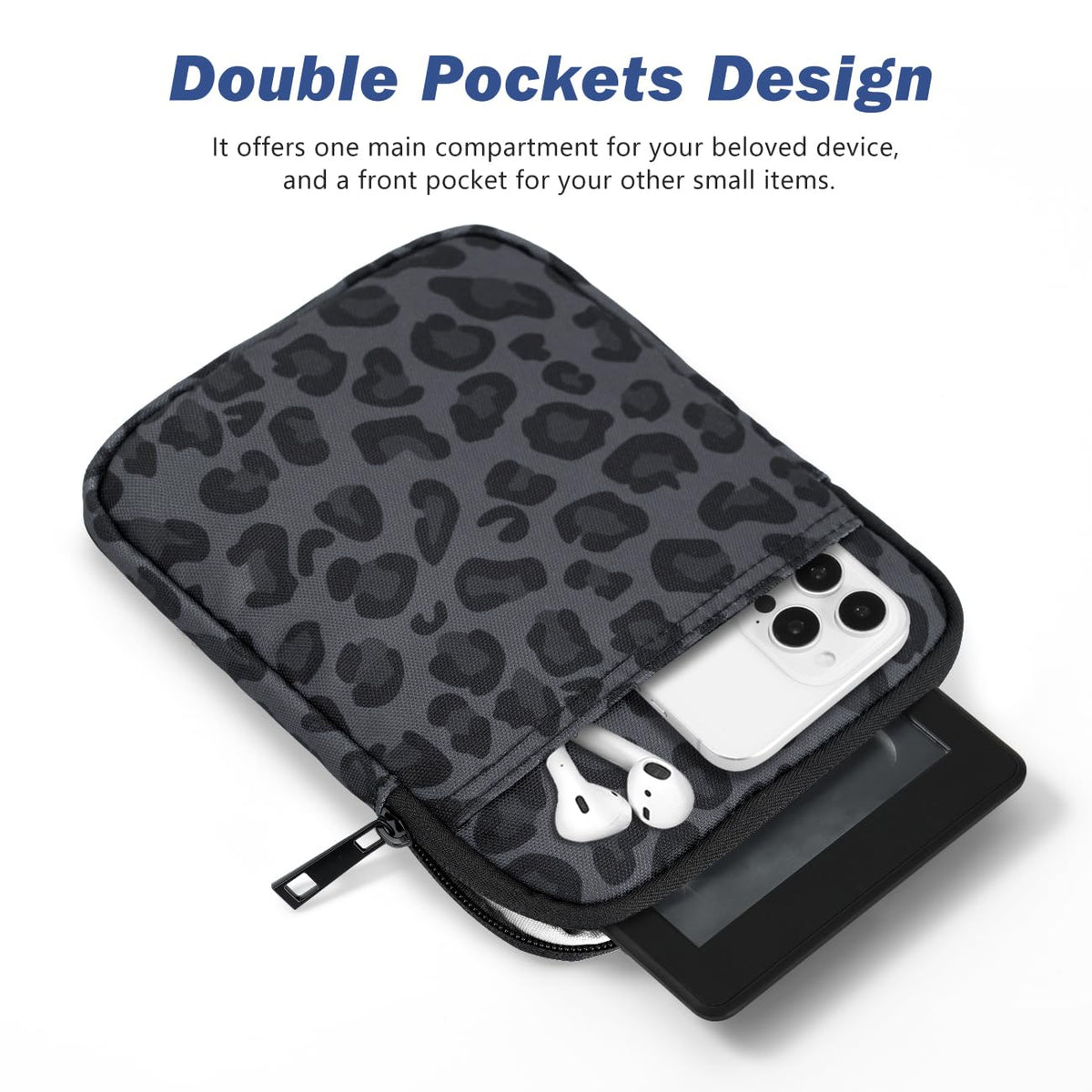 Dadanism 6-7 Inch Universal Padded Sleeve for eReader, Leopard | Protective Carrying Case Fits 7" Paperwhite/Colorsoft Signature Edition eReader, 6" Kobo Clara BW/Colour,7" Kobo Libra Colour
