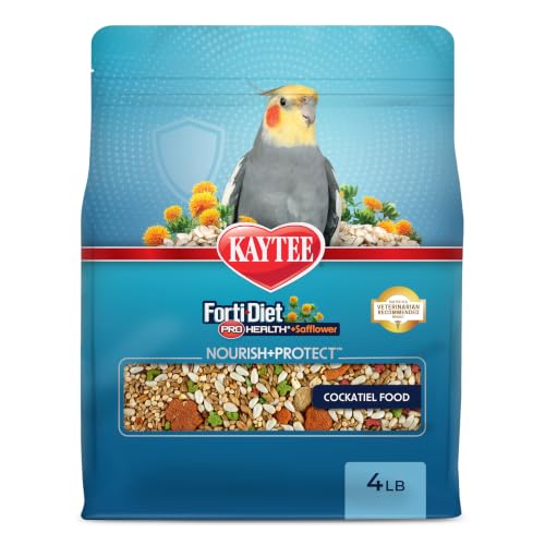 Kaytee Forti-Diet Pro Health+Safflower Nourish+Protect Cockatiel Food | Supports digestive health. Bird food cockatiel with safflower and flaxseed. Cockatiel seed, prebiotics, probiotics