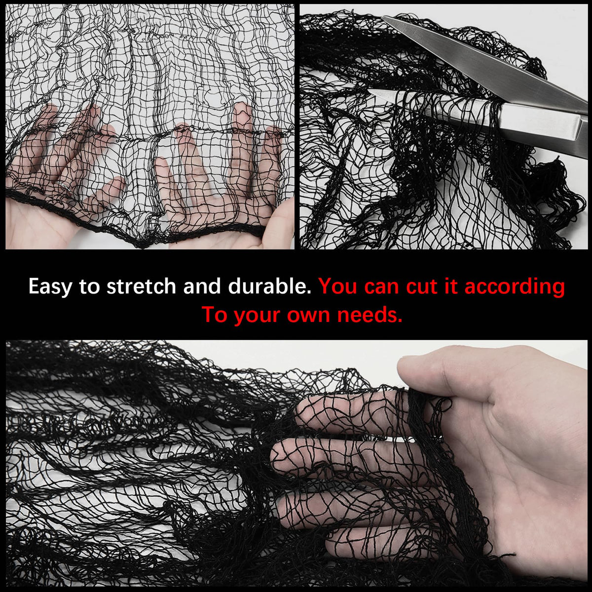 8 Pack Halloween Black Gauze Wall Decor,Outdoor Halloween Fake Spider Web Decorations Webbing,Cobwebs Mesh Spooky Fabric,30X72 in Black Cheesecloth for Haunted House Indoor Creepy Cloth (8, Black)