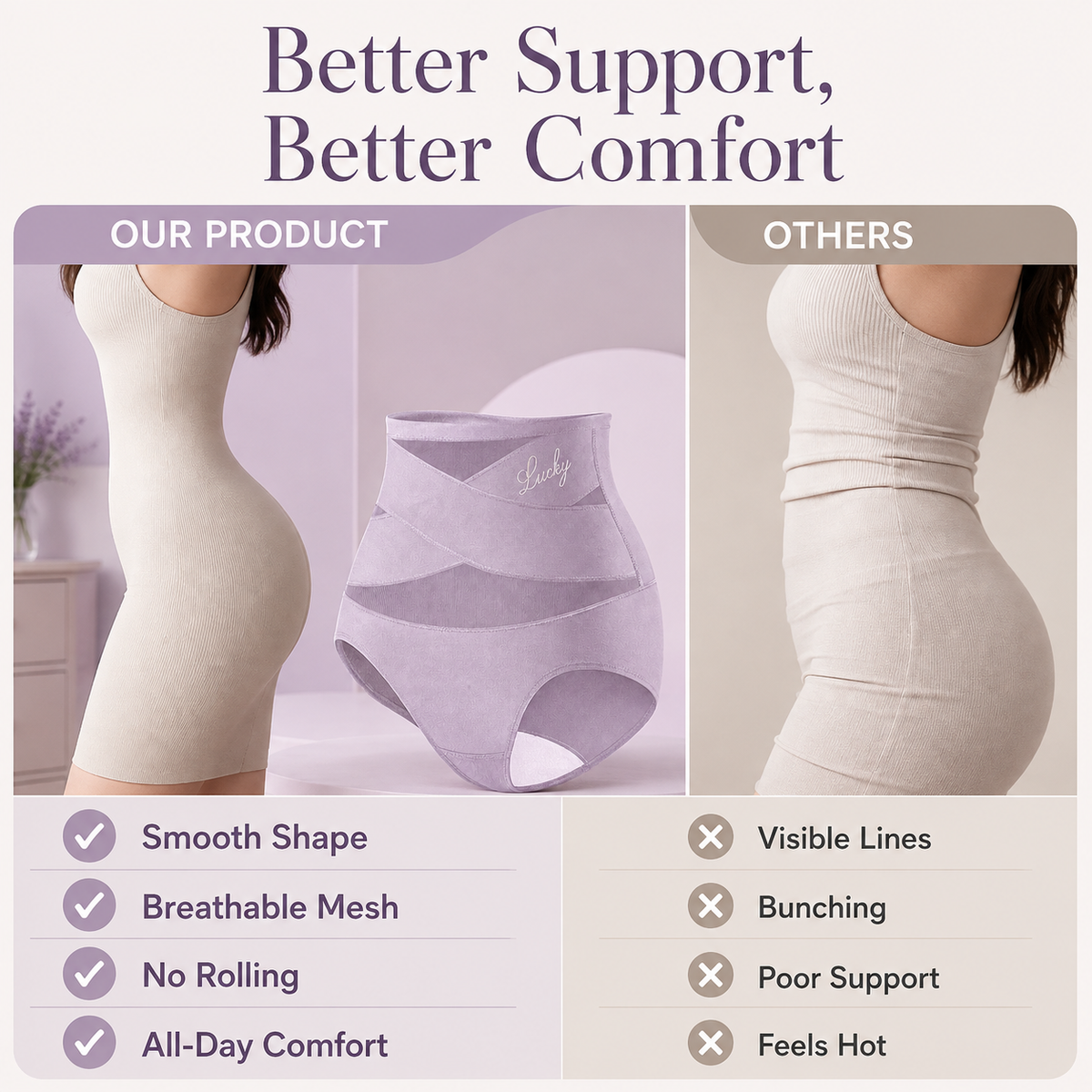 💖5-Pack Women's High-Waist Cross-Wrap Tummy Control Briefs