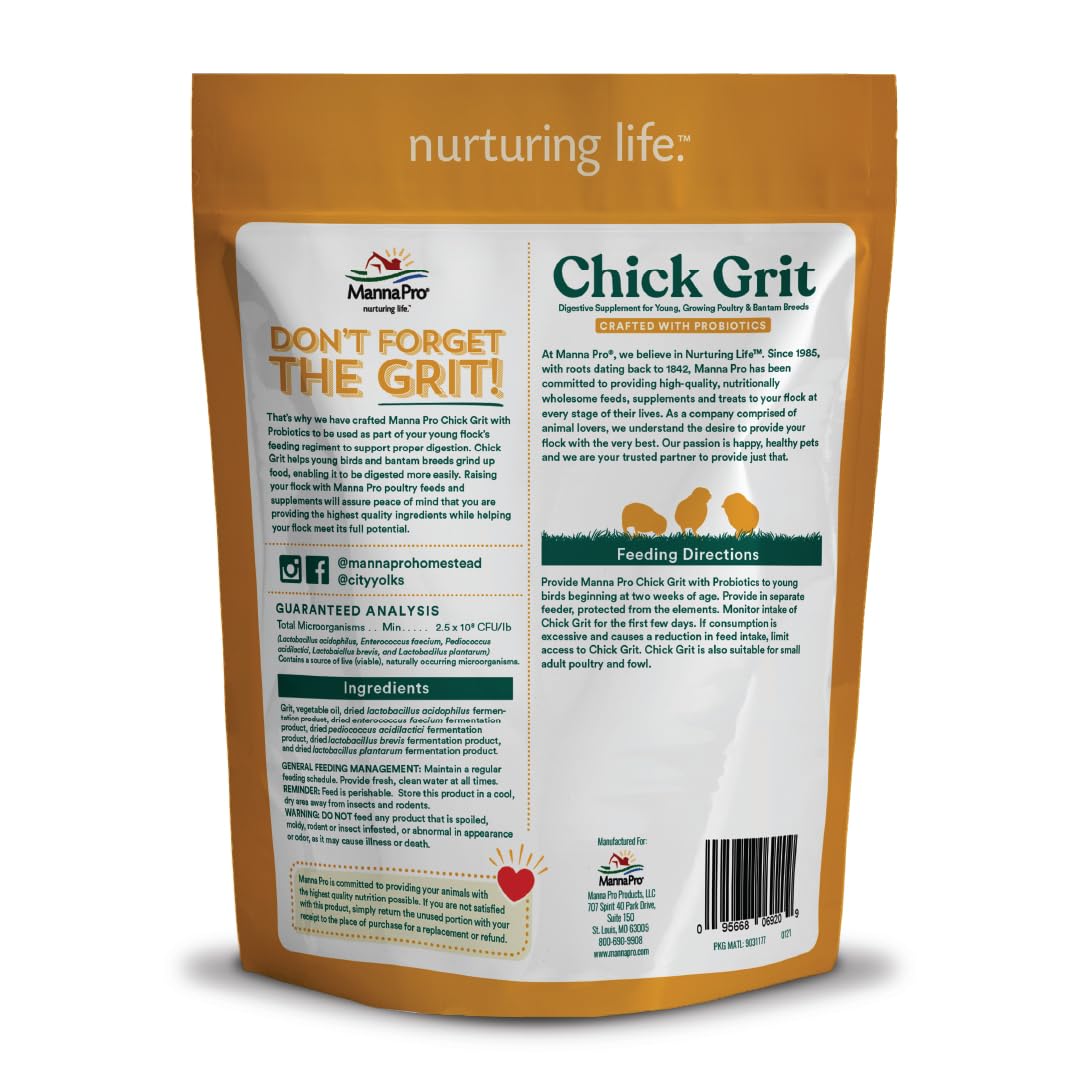 Manna Pro Chick Grit Digestive Supplement for Young Growing Poultry & Bantam Breeds, No Artificial Ingredients or Preservatives, Natural Supplement with Insoluble Crushed Granite, 5 lbs