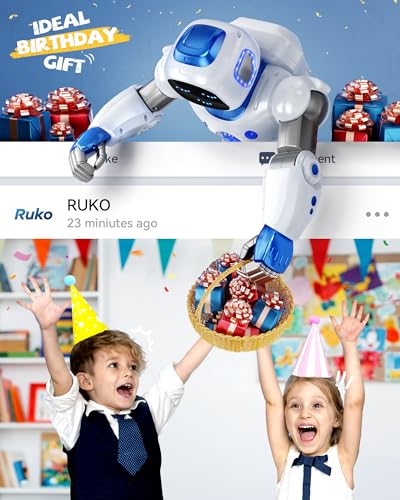 Ruko 1088 Smart Robot Toy for Kids, Large Programmable Interactive Gift | Support Remote Control & App Control & Voice Command, Birthday Gift for Boys & Girls Ages 4 5 6 7 8 9, Blue
