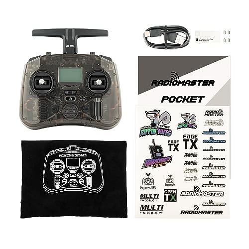 Radiomaster Pocket Hall Gimbal Transmitter Remote Control (ELRS-Charcoal) | Portable Lightweight Built In LED Light Foldable Antenna Mode 2