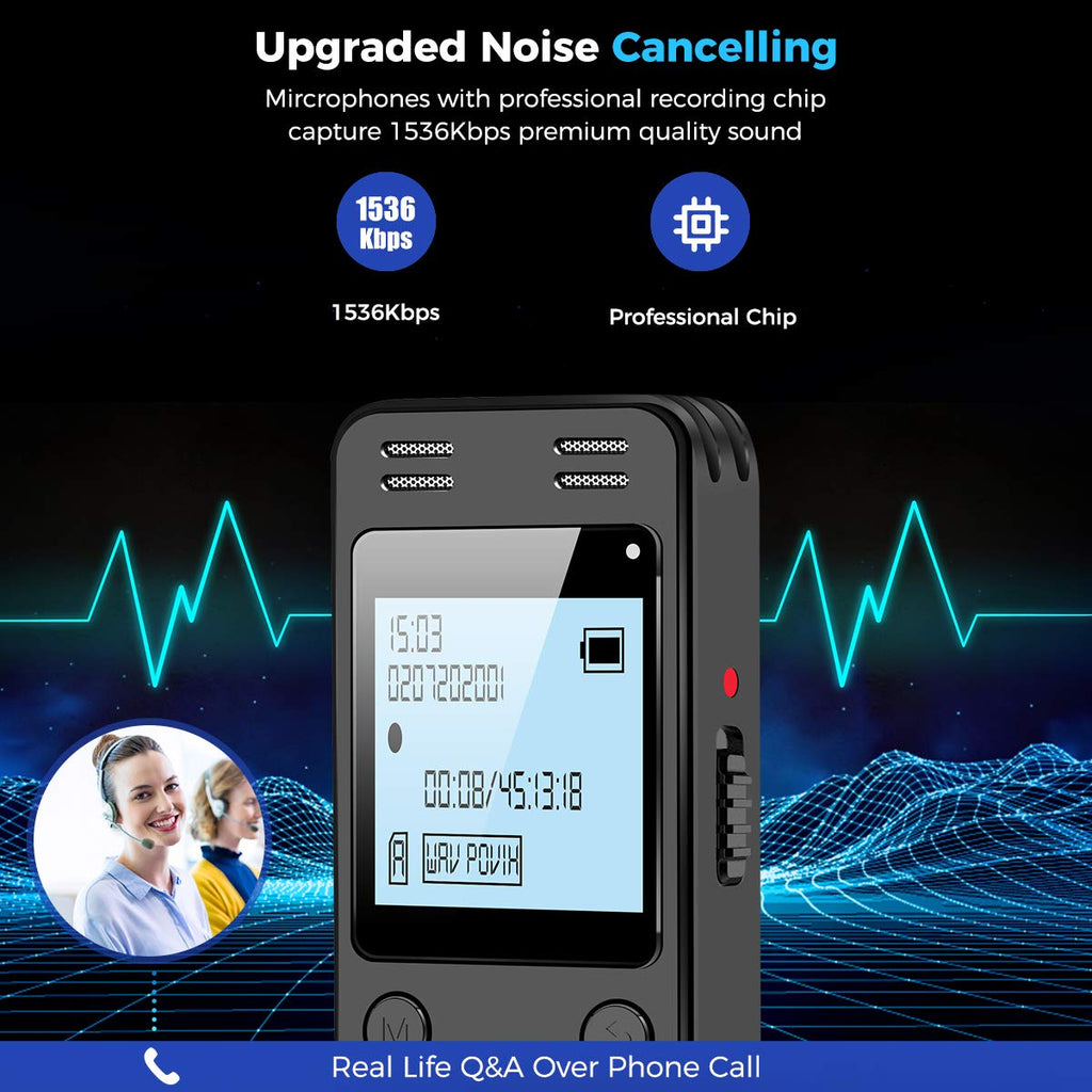 128GB Digital Voice Recorder for Lectures Meetings - EVIDA 9296 Hours Voice Activated Recording Device Audio Recorder with Playback,Password
