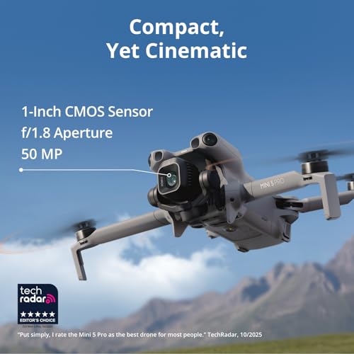 DJI Mini 5 Pro Fly More Combo With DJI RC 2, 1-Inch CMOS | 4K Drone for Beginners With Omnidirectional Obstacle Sensing, ActiveTrack 360°, 225° Gimbal Rotation, 3 Batteries