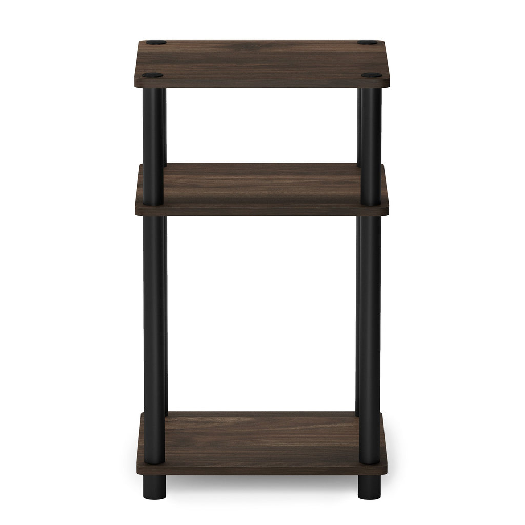 Furinno JUST Toolless 3-Tier Side Table, Open Shelf, Columbia Walnut | Soft-Corner, End Table, Night Stand, Bedside Table, for Living Room, Bedroom, Bathroom