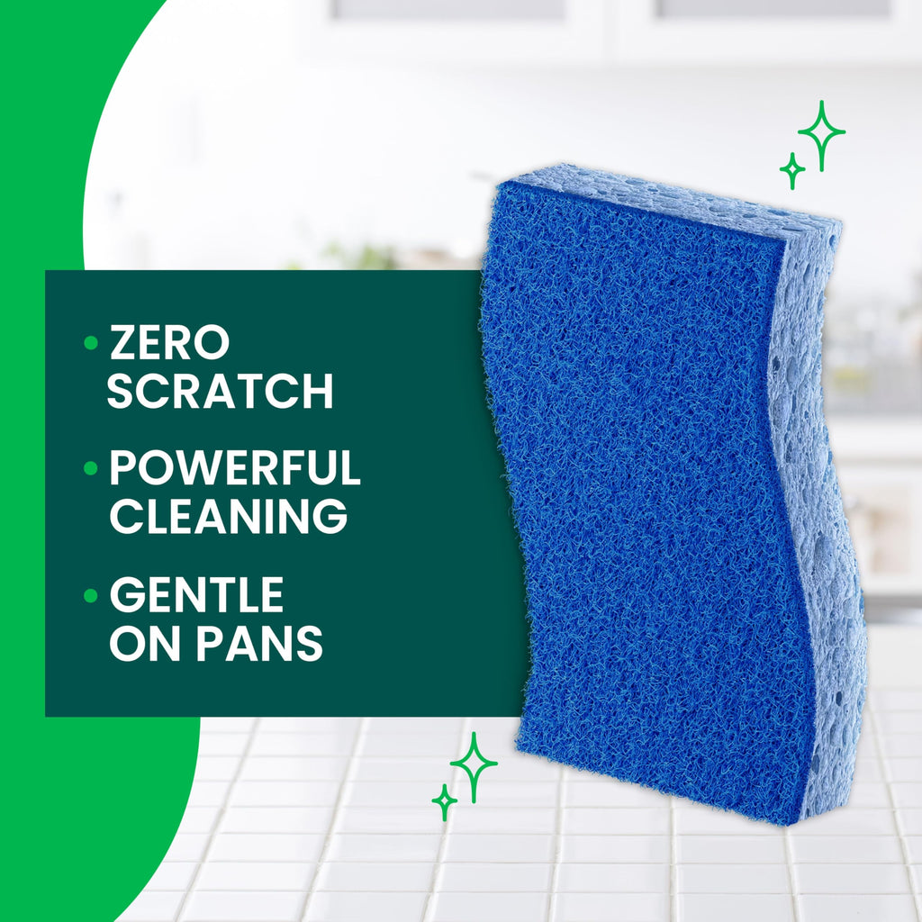 Scotch-Brite Zero Scratch Scrub Sponge, 6 Pack | Kitchen Sponges for Cleaning Home, Bathroom, Effective + Gentle Dish Scrubber, Safe on Nonstick surfaces
